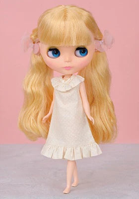 ★Brand New★ Junie Moon Dear Darling 22cm Doll Size (Neo Blythe) Loving Care Dress Off-White Dot