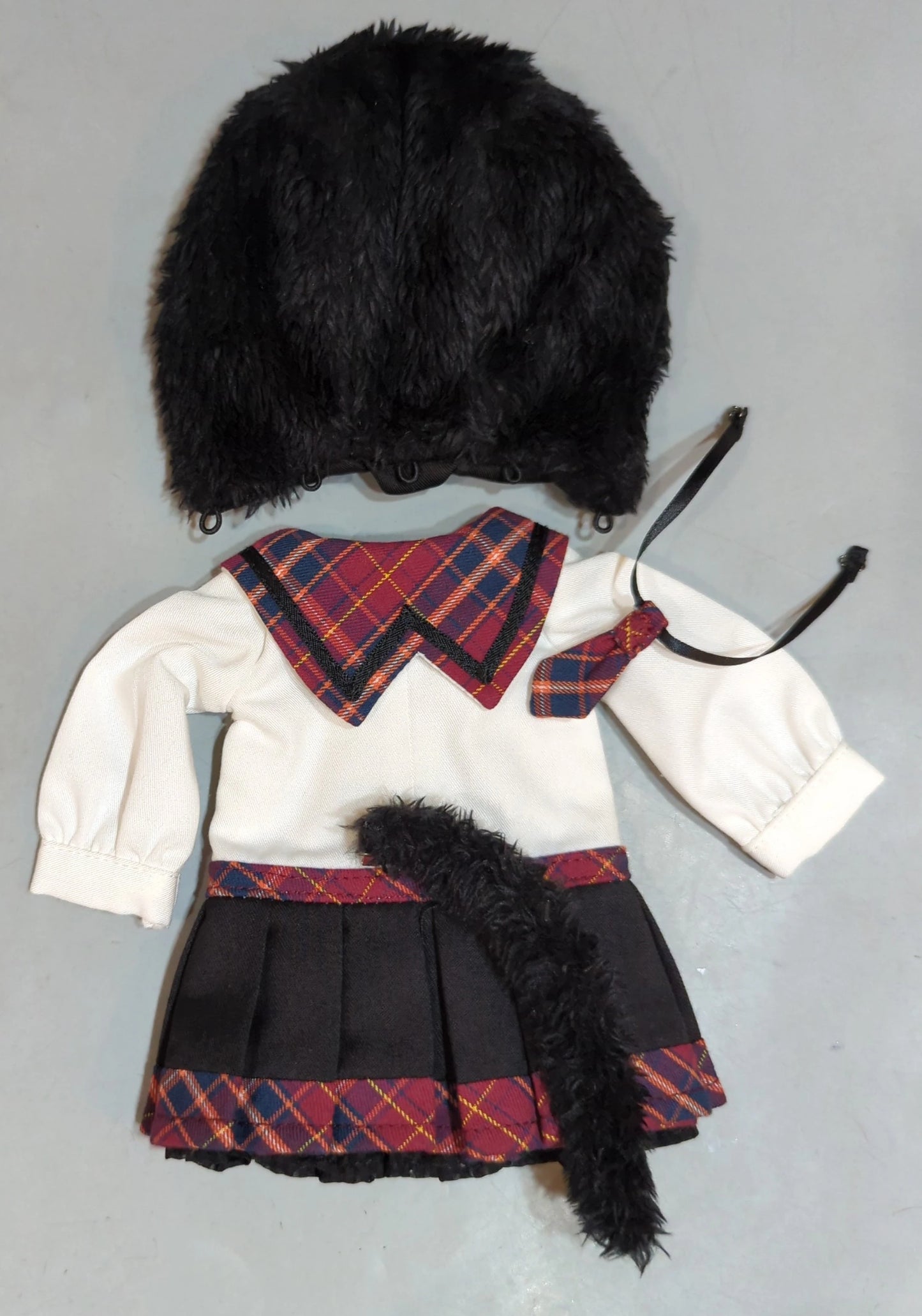 Volks Chibi Dress Fluffy Black Cat One Piece (Red Check) Size: YoSD/Yo-Midi