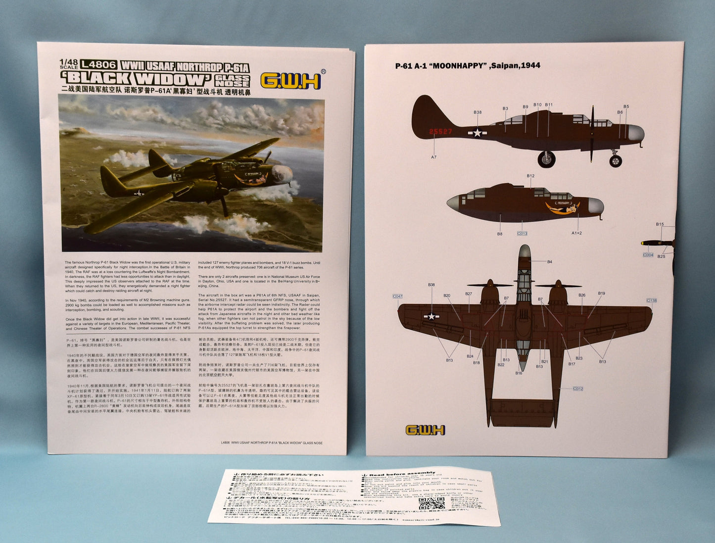 GWH / WWII USAAF NORTHROP P-61A BLACK WIDOW GLASSNORSE L4806