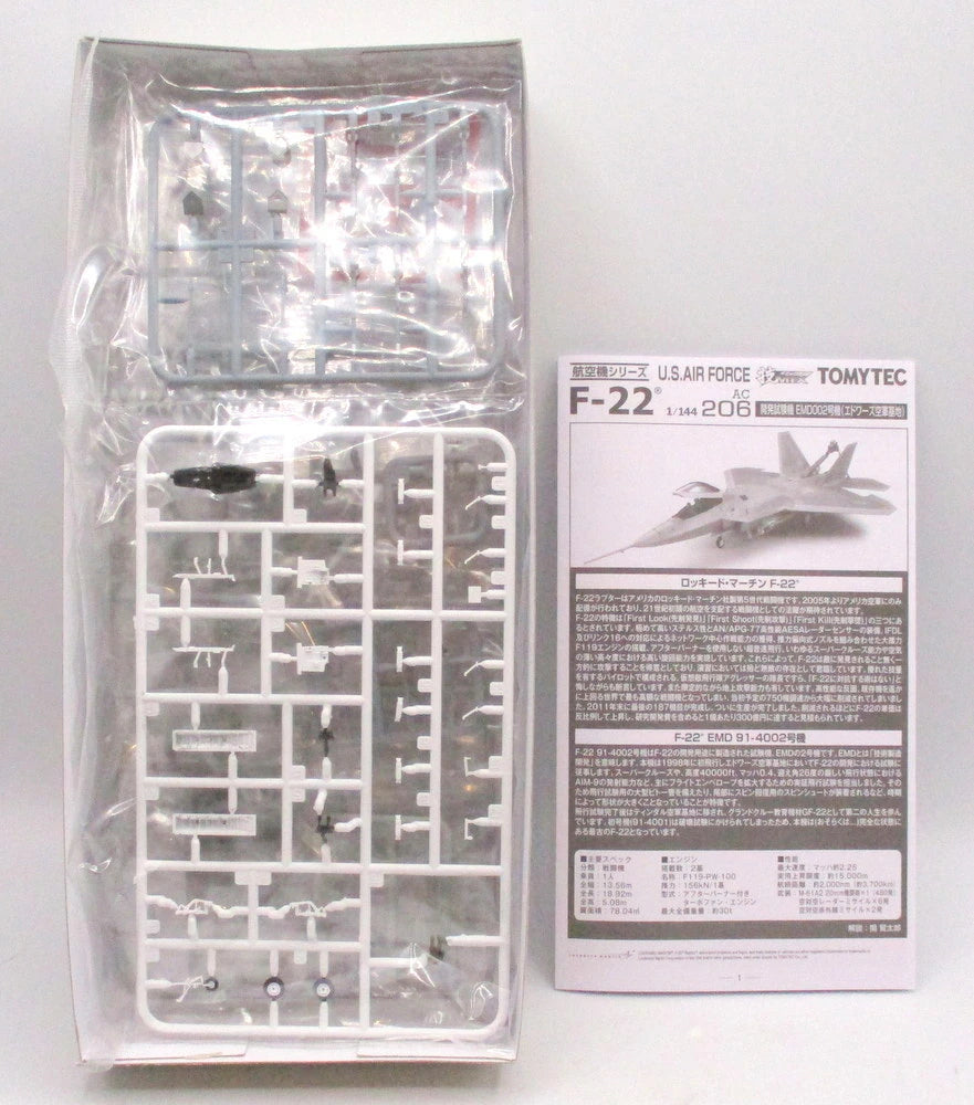 Tomytec 1/144 Gijutsu MIX US Fuerza Aérea F-22 Aviones de prueba de desarrollo EMD002 Edwards AC206
