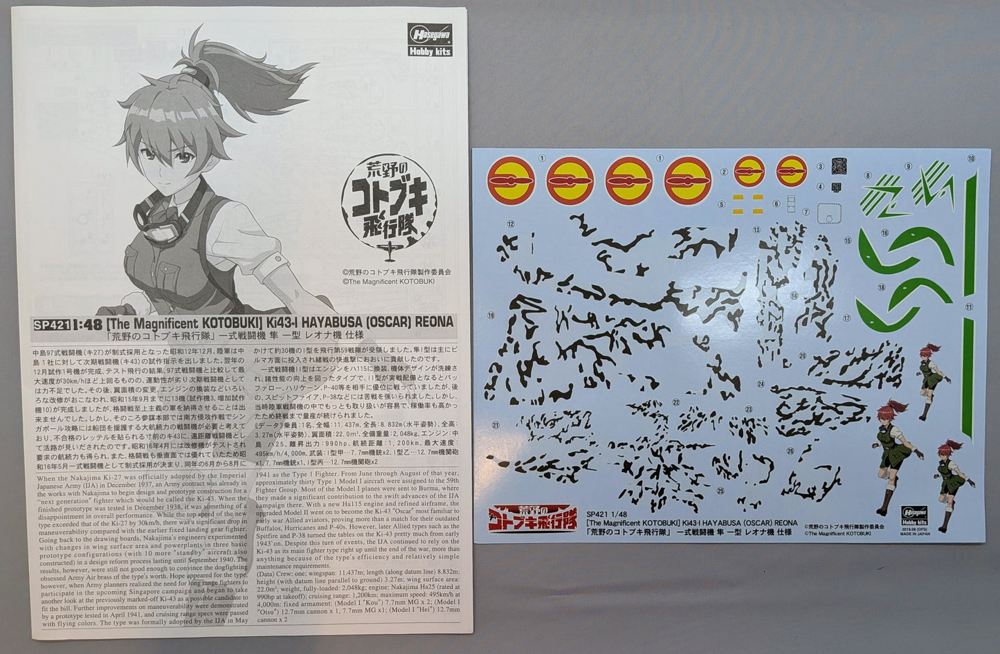 Hasegawa 1/48 Type Fighter Hayabusa Type 1 Leona Machine Specifications SP421