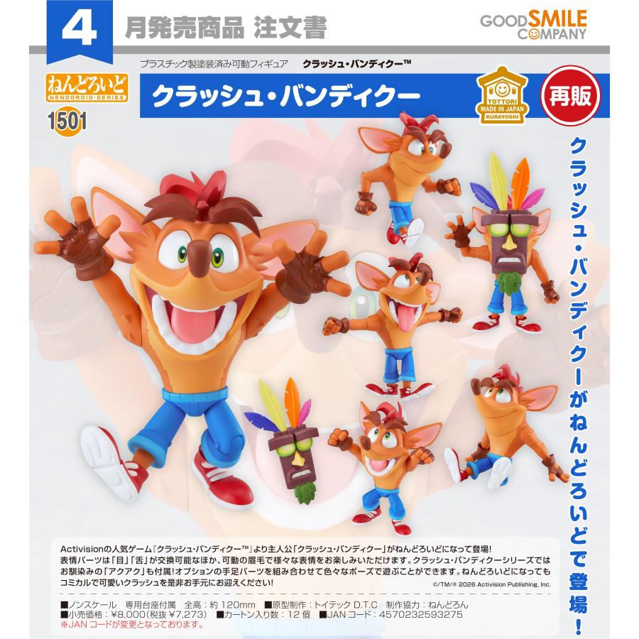 【グッドスマイルカンパニー】ねんどろいど クラッシュ・バンディクー(TM) クラッシュ・バンディクー