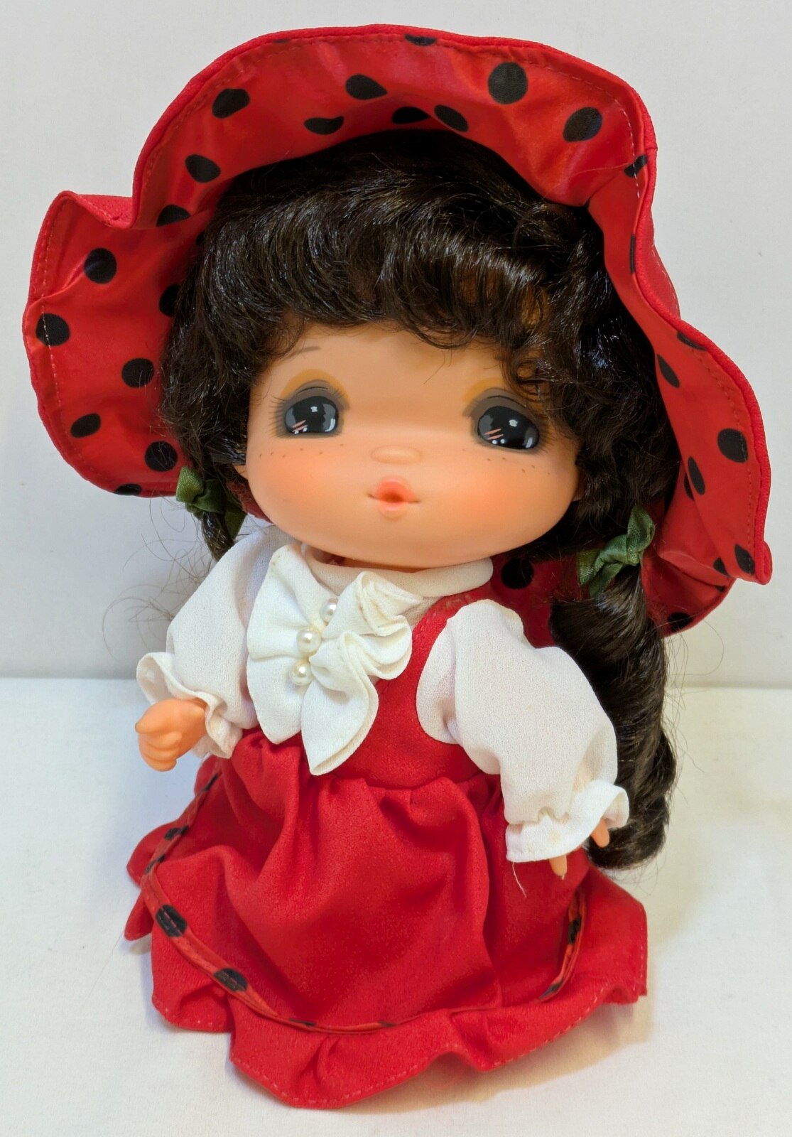 Showa Retro Soft Vinyl Doll in a Red Dress