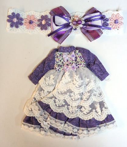 Doll Outfit Neo Blythe Size with headdress Lace One Piece
