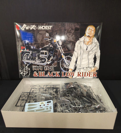 Aoshima/Studio Ren 1/12 PVC finished figure and bike Plastic Model set Karasu vol.1 Tesshou Kawachi and BLACK LOW RIDER set Regulus version