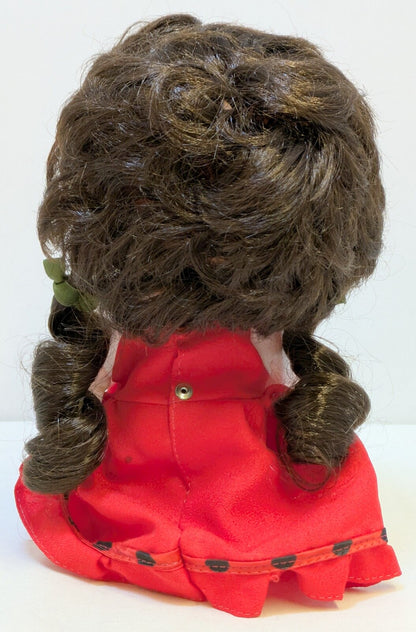 Showa Retro Soft Vinyl Doll in a Red Dress