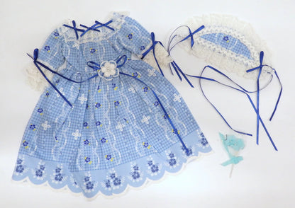 Doll Outfit 60cm and up (SD, DD, etc.) Frilled One Piece Blue