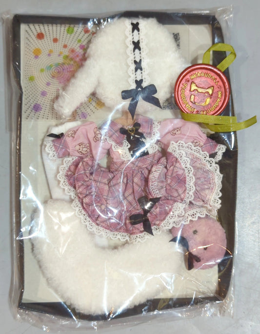 Nyagdoll Doll Outfit 1/12 Scale Checkered Dress Set Pink x White