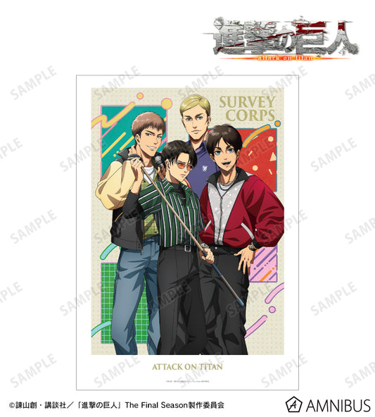 TV anime "Attack on Titan" Newly drawn collection Retro style fashion ver. A3 matte processing poster