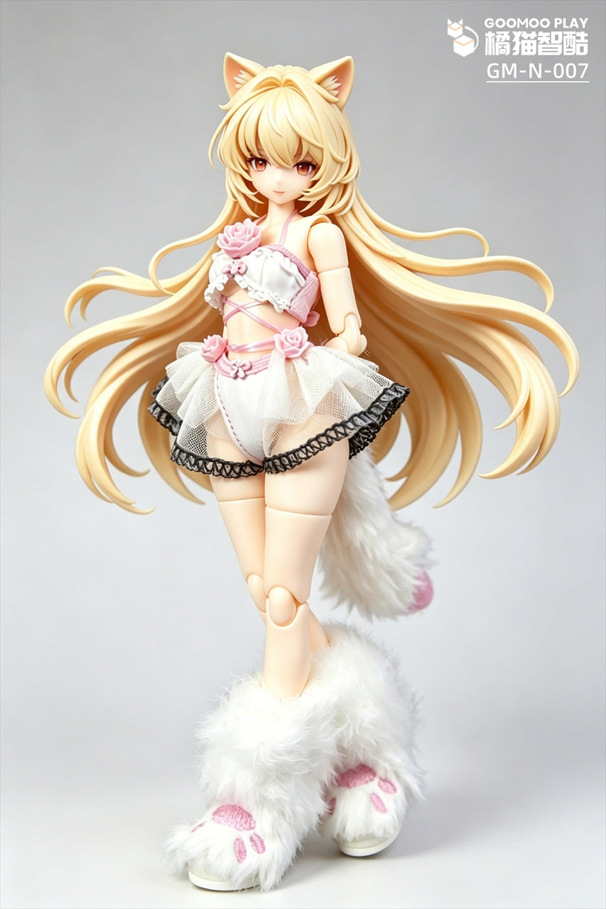 【GOOMOO/橘猫智酷】GM-N-007 1/12スケール可動フィギュア用 白ふわ 猫娘服セット