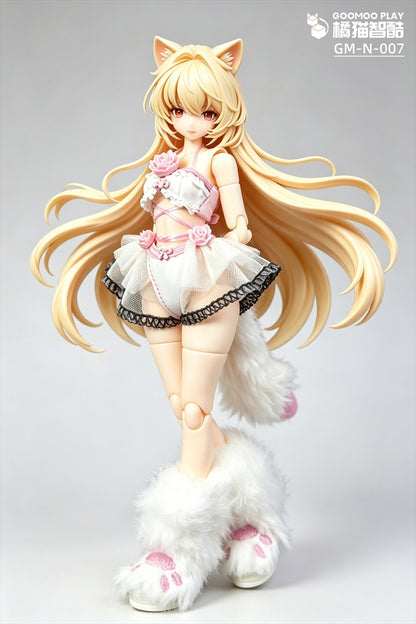 【GOOMOO/橘猫智酷】GM-N-007 1/12スケール可動フィギュア用 白ふわ 猫娘服セット