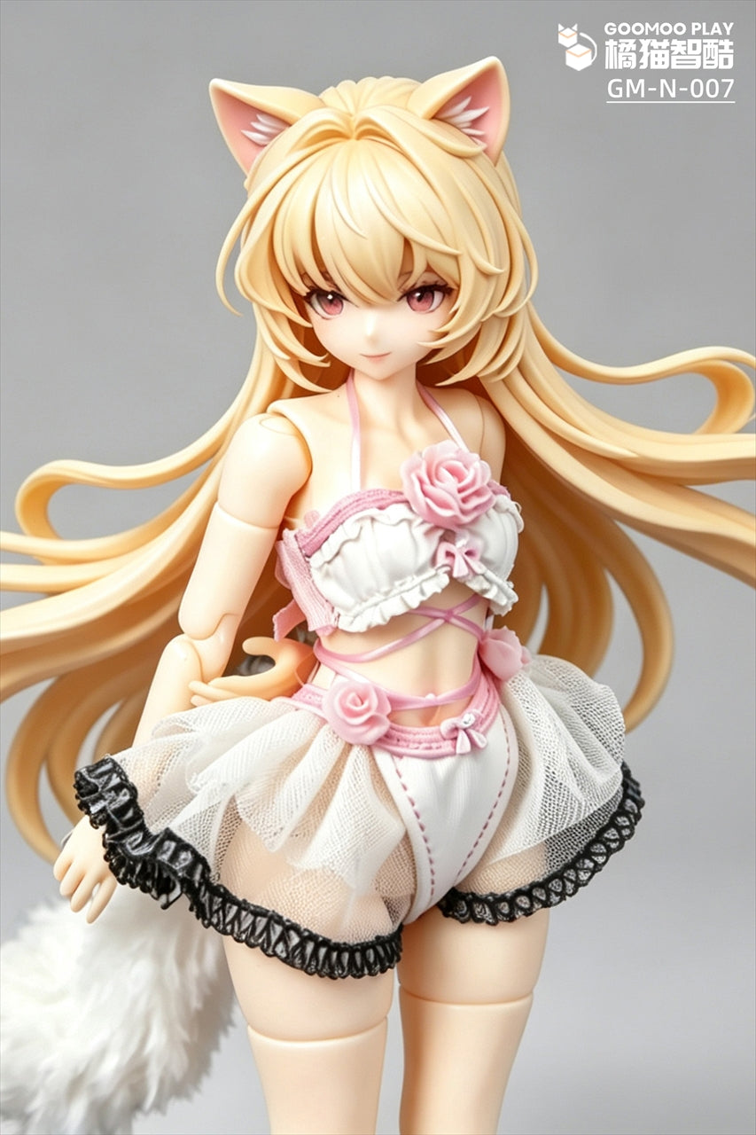 【GOOMOO/橘猫智酷】GM-N-007 1/12スケール可動フィギュア用 白ふわ 猫娘服セット
