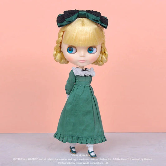 ★Nuovo di zecca★Junie Moon Dear Darling 22 cm bambola (Neo Blythe) con giogo a balze, set lungo in un unico pezzo verde
