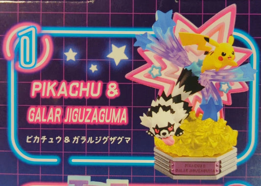 Re-Ment Pokemon Neon Party Pocket Monsters Pikachu and Galarian Zigzagoon 1
