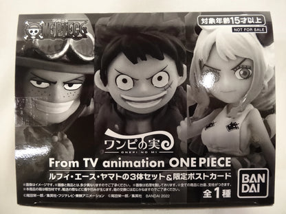 Bandai One Piece Luffy, Ace, Yamato 3 Piece Set and limited postcard