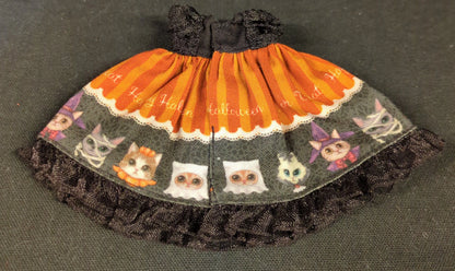 Doll Outfit 1/12 Scale ( Petite Blythe , Obitsu 11, etc.) One Piece Lolita Cat Orange Black