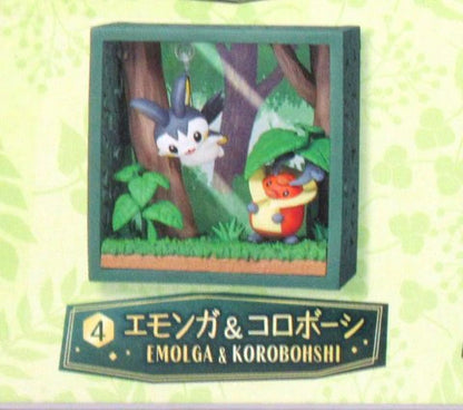 Re-Ment Pokemon Frame Deep Green Forest Pokemon Emolga and Kricketot 4