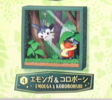 Re-Ment Pokemon Frame Deep Green Forest Pokemon Emolga and Kricketot 4