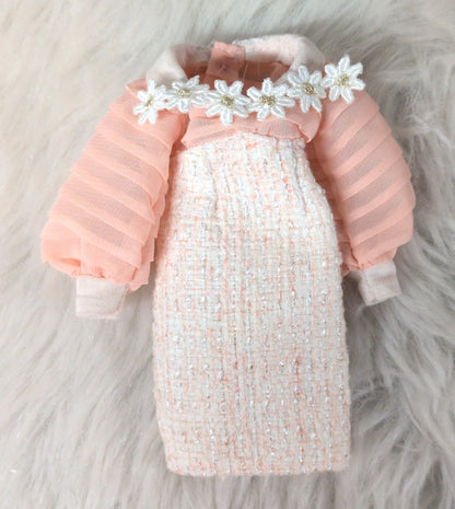 Tenue de poupée, taille 27 cm (pour poupées Jenny, etc.), robe taille haute en tweed