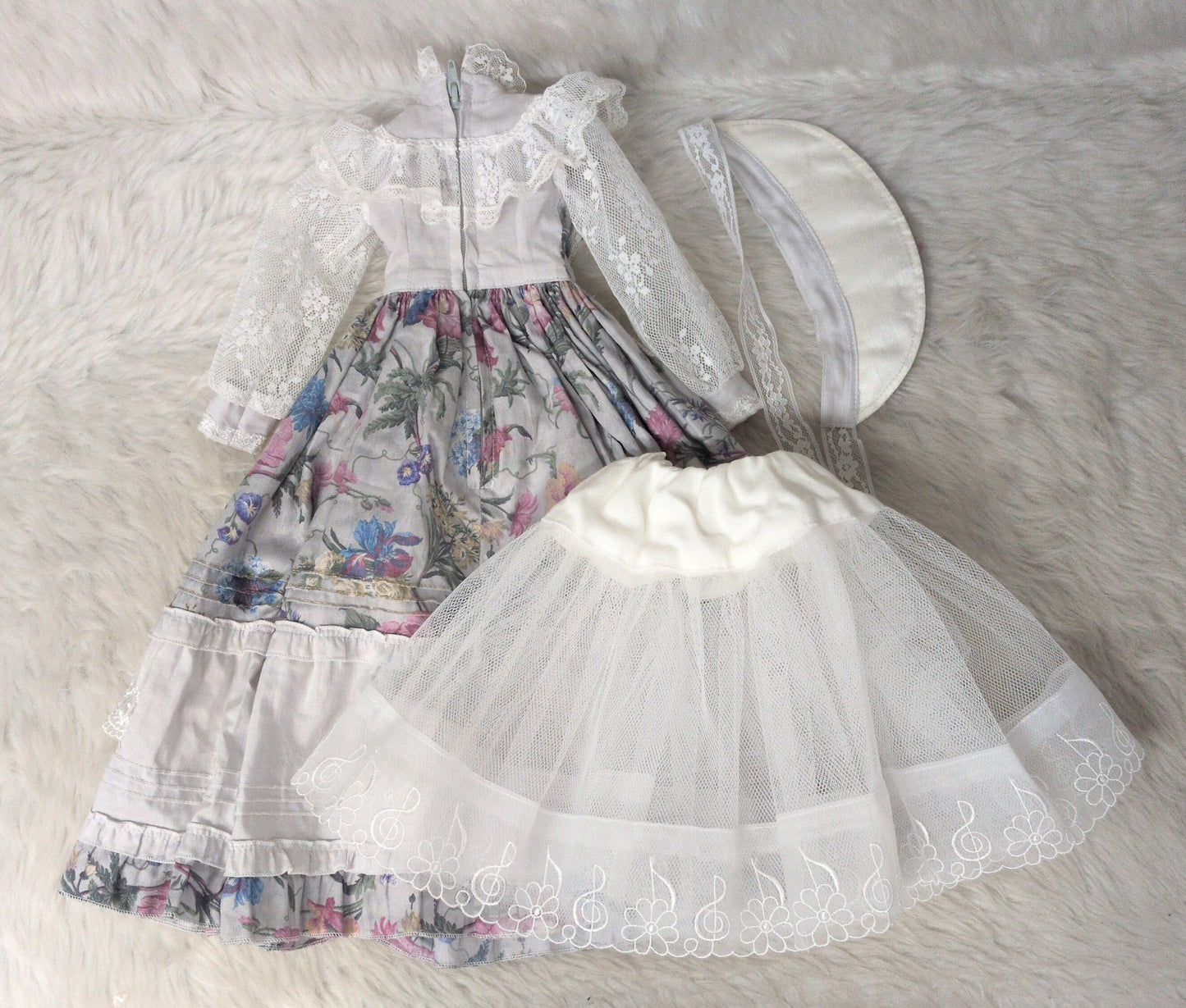 Doll Outfit 60cm and up (SD, DD, etc.) Lace and Floral Print One Piece Dress