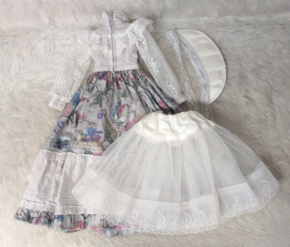 Doll Outfit 60cm and up (SD, DD, etc.) Lace and Floral Print One Piece Dress