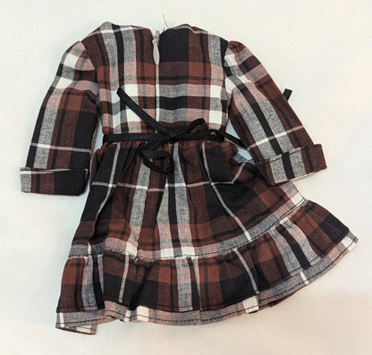 Doll Outfit, 40-50cm Size, Obitsu 50, etc., Checkered Dress, Red and Black