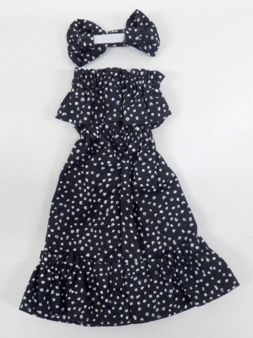 Dealer-made Doll Outfit ( 1/6 size) Fits 22-27cm size Polka dot off-shoulder One Piece black