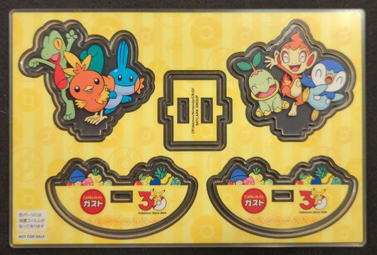 Skylark's Yurayura Acrylic Stand Gusto x Pokemon 30th Anniversary Campaign: Treecko & Torchic& Mudkip/ Turtwig & Chimchar & Piplup