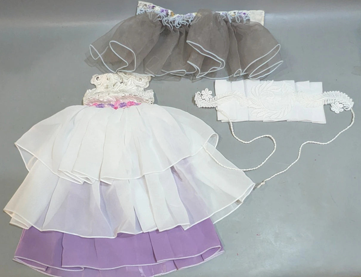 Doll outfit SD size dress set White x Purple