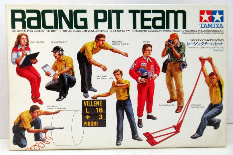 Tamiya 1/20 Grand Prix Collection 8-figure set , tools, and 3-team decal set ( Racing Team set 20011)