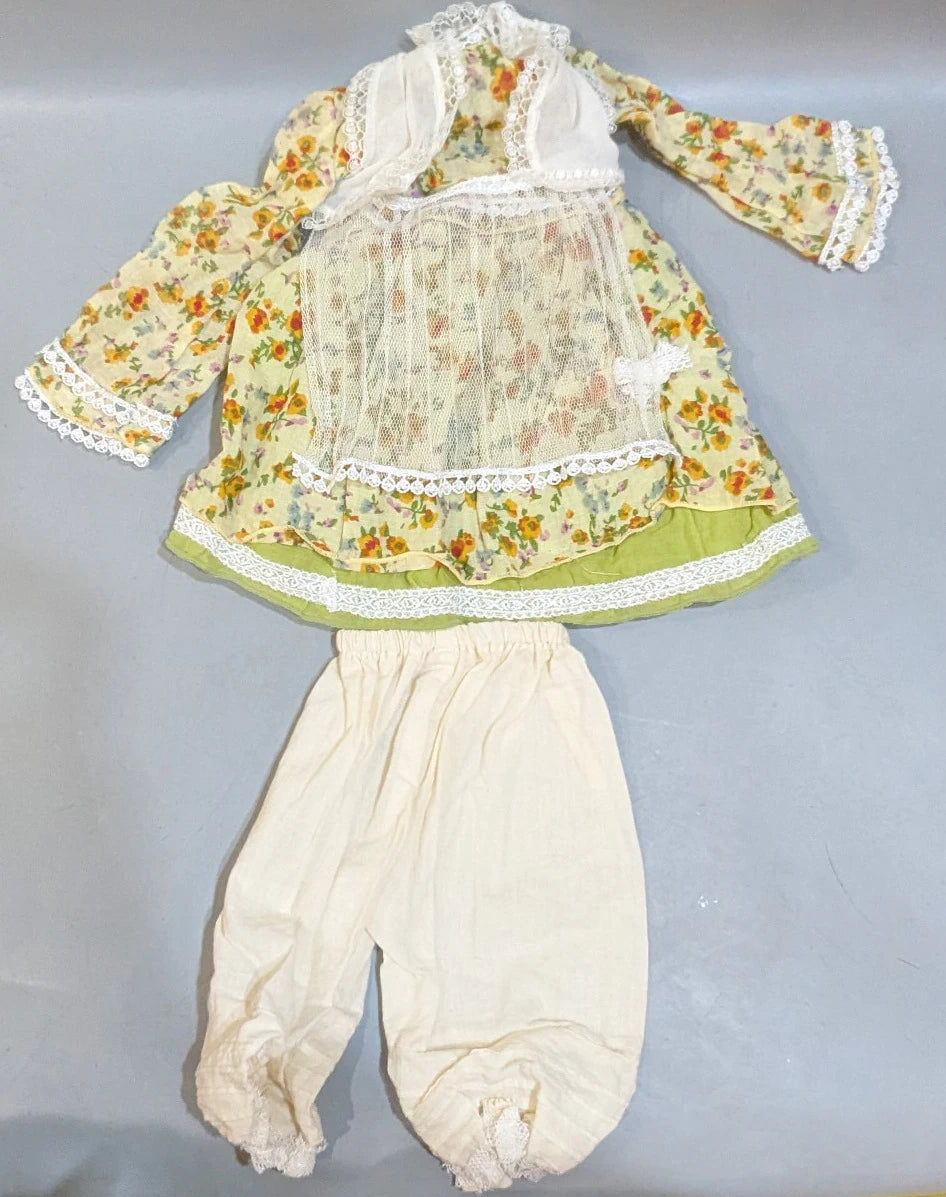 Doll outfit, SD size, apron dress, light green floral pattern