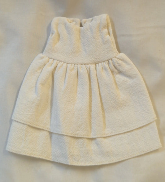 Doll outfit, white dress, Tammy? Loose fit, 1/6? Size needs confirmation.