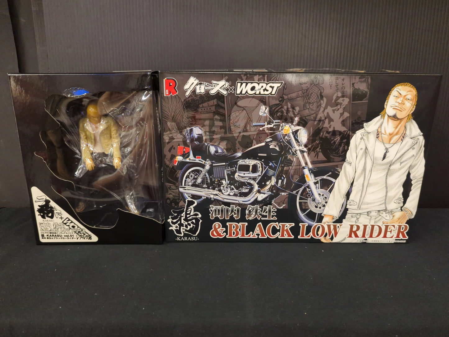 Aoshima/Studio Ren 1/12 PVC finished figure and bike Plastic Model set Karasu vol.1 Tesshou Kawachi and BLACK LOW RIDER set Regulus version