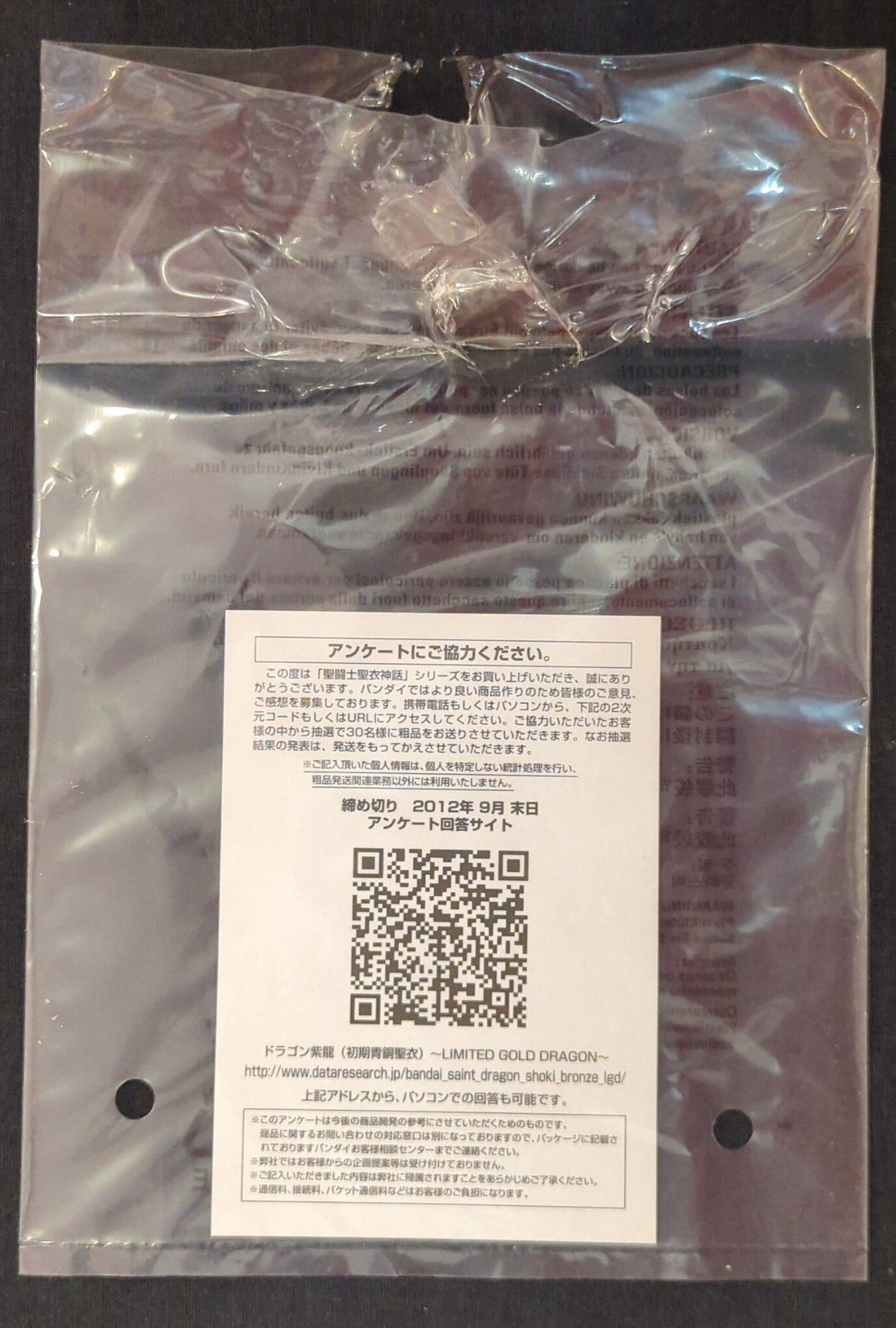 BANDAI RFTERM0TOKEN Cloth Masami Kurumada Dragon Shiryu/ First Bronze Cloth-LIMTED GOLD DRAGON-/ Toei Animation