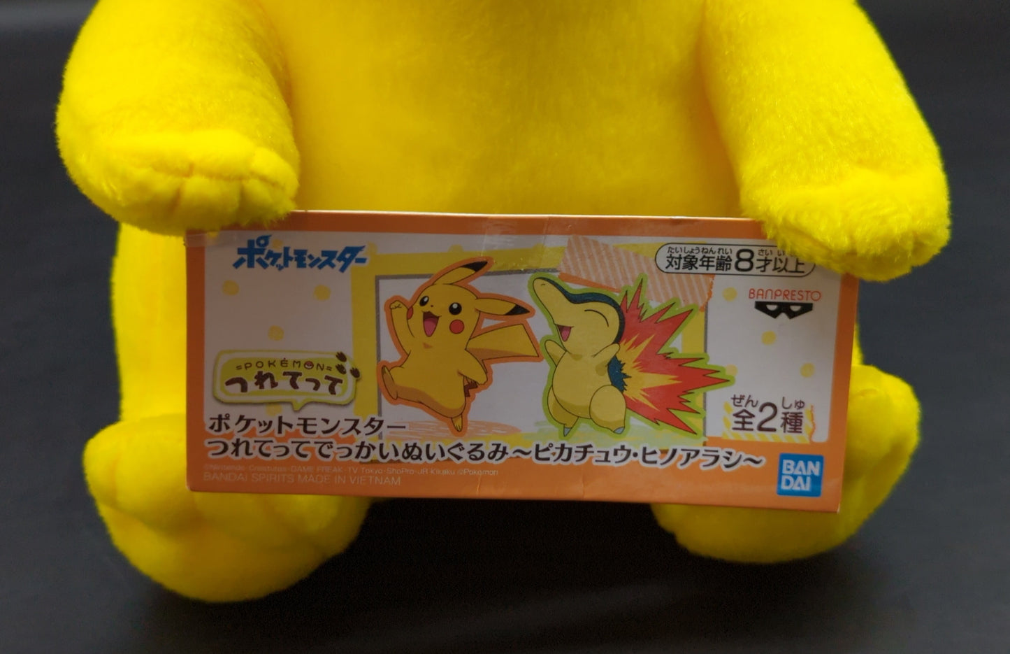 Bandai Spirits Tsurettekai Big Plush Stuffed Toy Pikachu・Cyndaquil Pokemon Pikachu