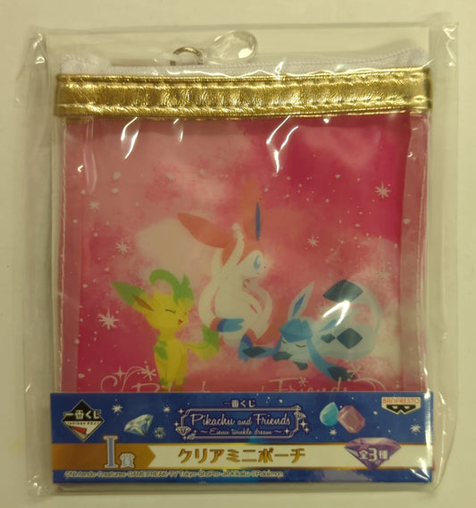 Banpresto - Ichiban Kuji Pikachu and Friends Eievui twinkle dream I-Prize Clear Mini Pouch Pink Sylveon/Leafeon/Glaceon