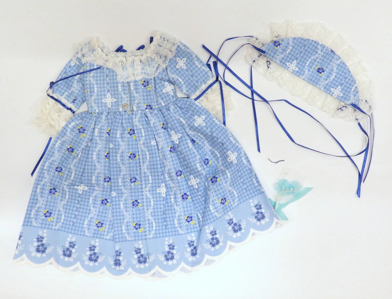 Doll Outfit 60cm and up (SD, DD, etc.) Frilled One Piece Blue