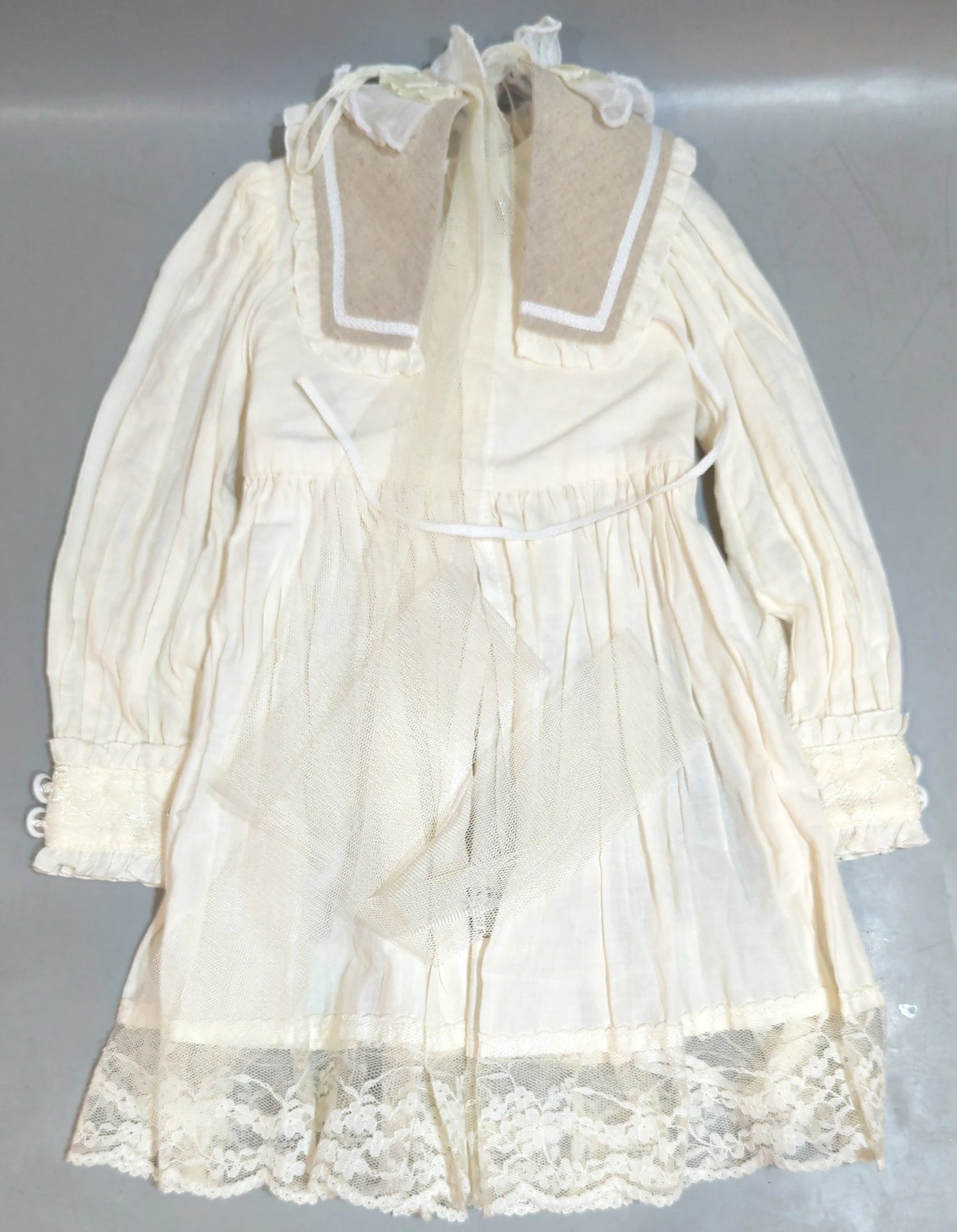 Tableau Vivant Doll Outfit SD13 Size Collared Lace Dress White