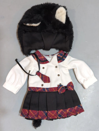 Volks Chibi Dress Fluffy Black Cat One Piece (Red Check) Size: YoSD/Yo-Midi
