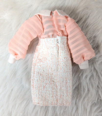Tenue de poupée, taille 27 cm (pour poupées Jenny, etc.), robe taille haute en tweed