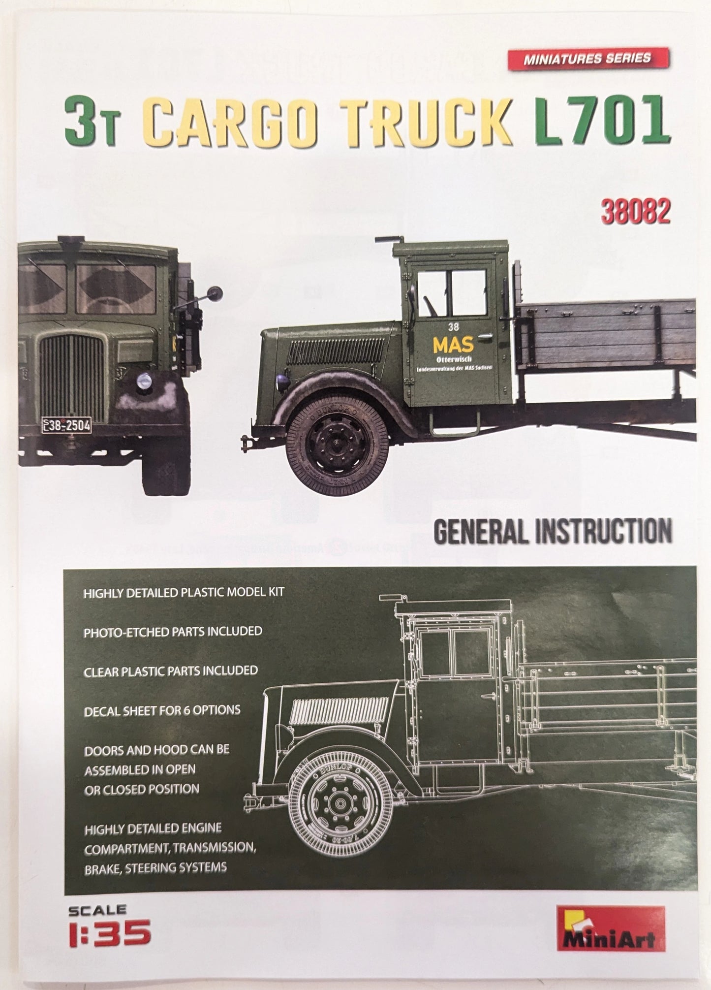 Mini Art 1/35 L701 German 3-ton cargo truck MA38082