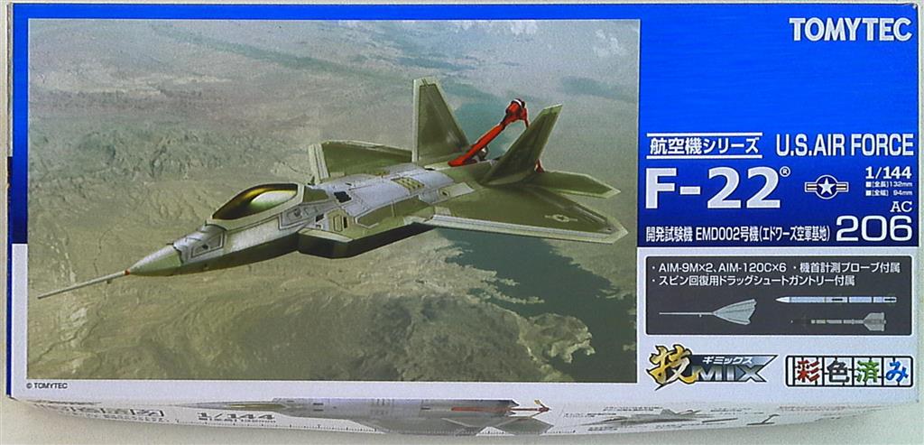 Tomytec 1/144 Gijutsu MIX US Force aérienne F-22 Avion d'essai de développement EMD002 Edwards AC206