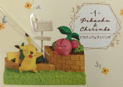 Re-Ment Pokemon Garden Afternoon Sunlight Pokemon Pikachu and Cherinbo 1