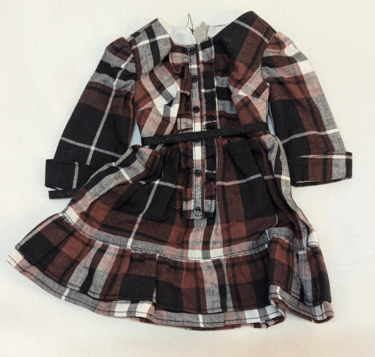 Doll Outfit, 40-50cm Size, Obitsu 50, etc., Checkered Dress, Red and Black