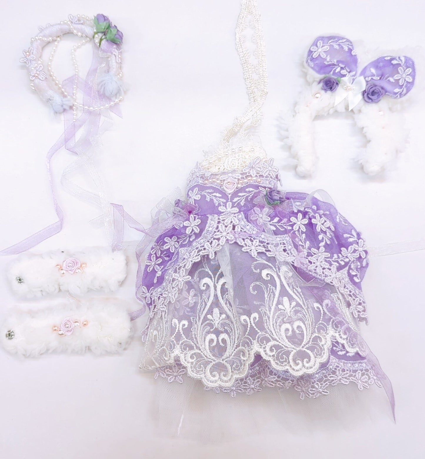 Doll outfit, 30cm size (for YoSD), Flower Lace Purple Dress