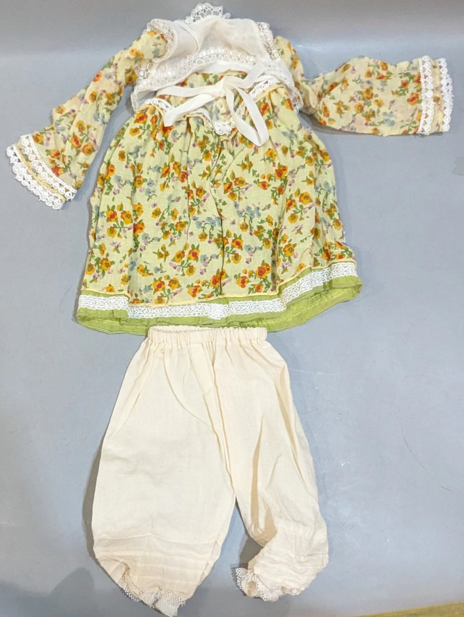 Doll outfit, SD size, apron dress, light green floral pattern