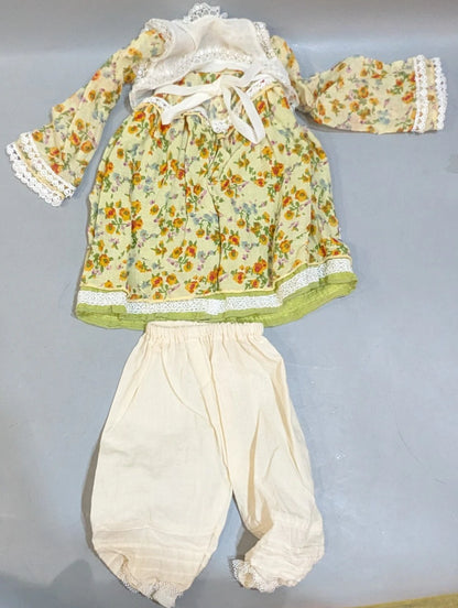 Doll outfit, SD size, apron dress, light green floral pattern