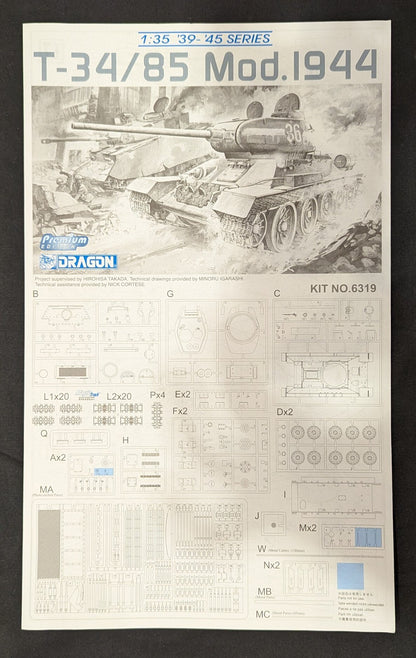 Dragon / Hasegawa 1/35 '39 -'45series T-34/85 Mod.1944 6319