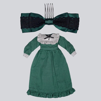 ★Nuovo di zecca★Junie Moon Dear Darling 22 cm bambola (Neo Blythe) con giogo a balze, set lungo in un unico pezzo verde