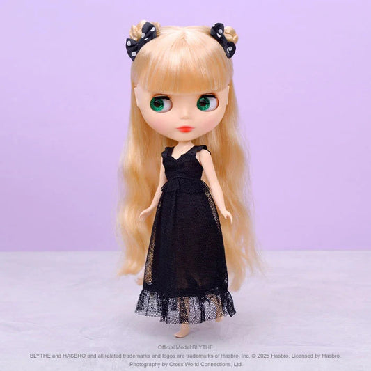 ★Brand New★ Junie Moon Dear Darling 22cm Doll Size (Neo Blythe) Dot Tulle One-piece Dress Black